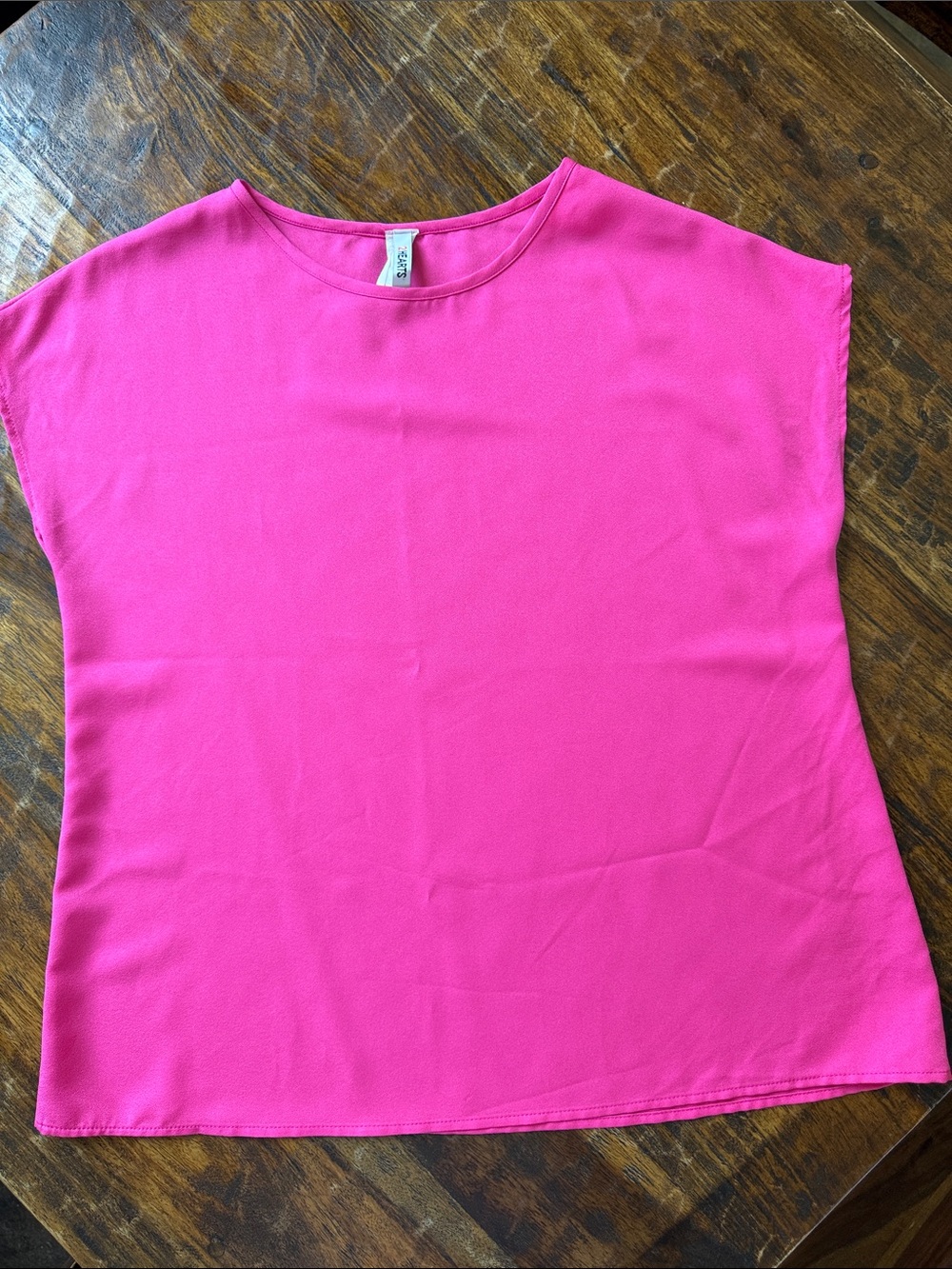 Women's Bright Pink Crewneck. Short Sleeve Top